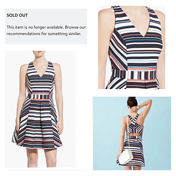 ADELYN RAE Stripe Jacquard Fit & Flare Dress- M - White Pink Blue AS SEEN ON TV - Picture 9 of 12